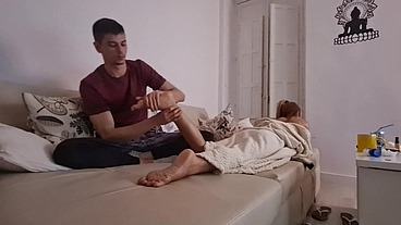 FOOTJOB to a big cock - FOOT MASSAGE and CUM ON MY FEET - Tommy Cabrio & Apolonia Lapiedra