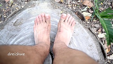 Feet in cut trunk