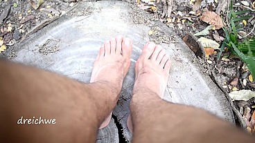 Feet in cut trunk