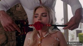 Gorgeous submissive blonde lets muscular dude do whatever he wants