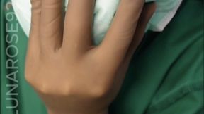 Naught Doctor Surgeon Decides to masturbate with her Brown Surgical Gloves before her procedure