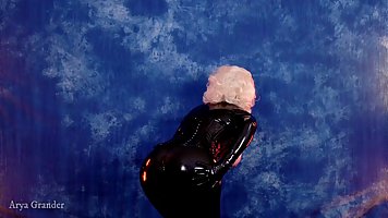 Arya Grander's latex rubber catsuit compilation
