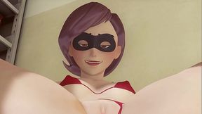 Helen Parr (The Incredibles) cunnilingus for her shaved pussy after hard workday to orgasm and squirt on my face