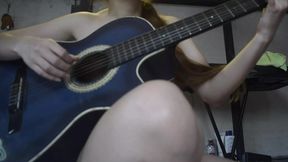 Petite blonde strips for her guitar teacher, so he can finish on her back, so he doesn't get her pregnant because he's older