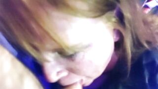 Cougar inside camo shirt blows dick and facial