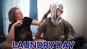 Laundry Day For Lazy Roommate: Smell My Sour Panties And Clean Them With Your Mouth! (low res mp4)