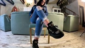 hardcore tease & double cum on my ripped jeans and open denim jacket