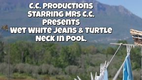 Wet White Jeans & White Turtle Neck Top V3