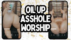 Oiled up asshole worship