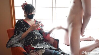 Japanese cosplay handjob makes you jerk off and moan how it feels