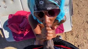 Ebony teen takes a public head in broad daylight