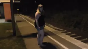 Busty female at train station gets touched up by a lucky stranger