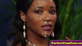 Black British Slut in Stockings Gives a Filthy Handjob