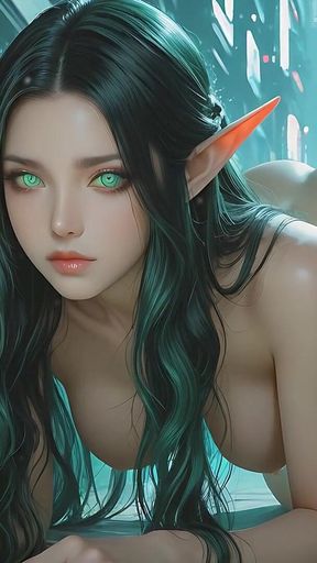 South Indian Sun Elf Warrior Queen on All Fours in Cyber City