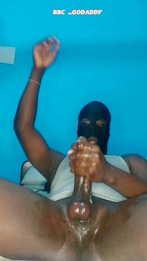 Horny Black Huge Cock Raise Legs and Jerks off to Nut