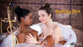 Watch this cute interracial lesbian couple have passionate sex