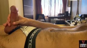 Amateur Tattooed Furry Otter in Jockstrap Stroking & Blowing Clouds