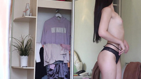 My bombshell Girlfriend changing to a hot uniform in the bedroom