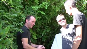 Straight suck by 3 gays in outdoor