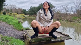 Risky public nudity and peeing