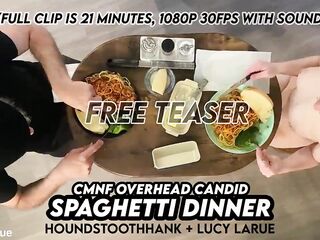 CMNF Overhead Candid Spaghetti Dinner