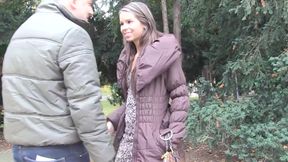 Young czech babe sucks cock in the street for money