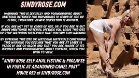Sindy Rose self anal fisting &amp_ prolapse in public at abandoned camel post