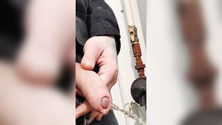 Uncircumcised Bone Peeing in Outside Public