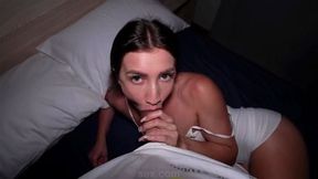 Husband came home late and begs forgiveness with his big cock in my mouth pussy