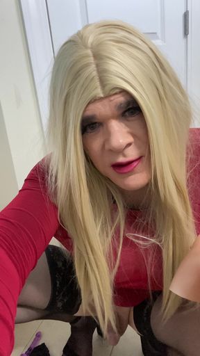 Shemale Amateur Stands up and Shows off Talking Dirty and Showing off Clit Cock and Ass