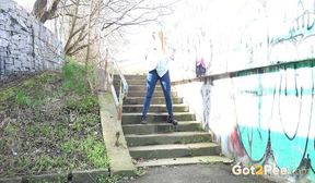 got2pee com video blondie on the stairs 1080P