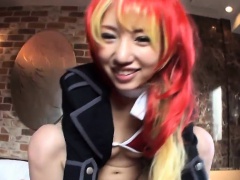 Pretty Japanese cosplayer fucked and creampied by old man