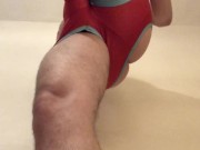 FETISH GEAR: WRESTLING SINGLET BULGE ** Ball Stretcher ON **