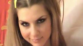 Hot blondie with demonic eyes naked on the webcam