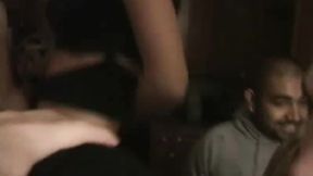 ”Sweaty university party turns into a lesbian muffdiving group sex”