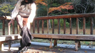 Cute transvestite who is crazy about outdoor exposure masturbates and urinates profusely