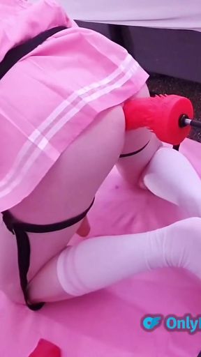 Thrilling moment from &quot;Pervy in pink. English MILF Lisa Essex enjoying big anal dildos&quot;