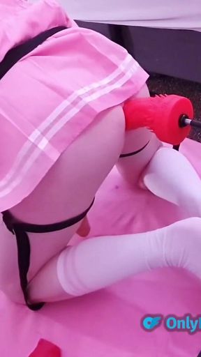 Thrilling moment from &quot;Pervy in pink. English MILF Lisa Essex enjoying big anal dildos&quot;