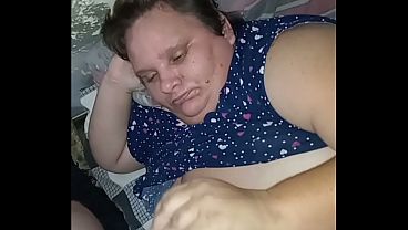 Step mommy gives step son blowjob &amp_ handjob and cum on her boobs