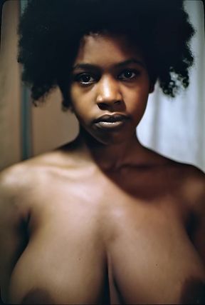 Busty ebony babe with big tits exposed