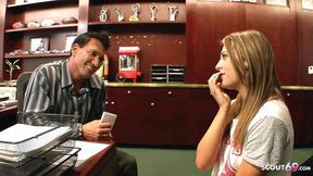 Young cutie Shyla Jameson seduced by her boss with a massive cock