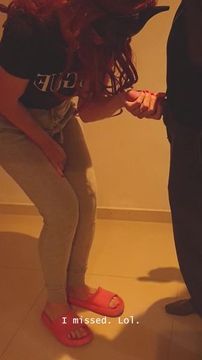 Masked Hotwife Gives Promised Blowjob and Titjob to Friend