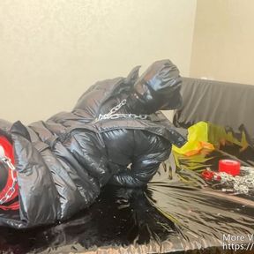 NANA  Down coat chain self bondage and vibrator orgasm play