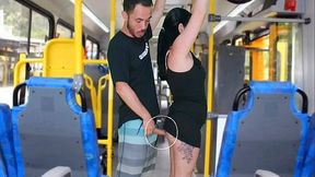 Busty Latina rides big cock on the bus