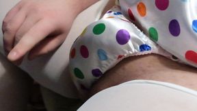 rainbow polka dot satin thong play