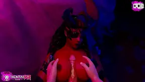 Demoness Tempts Gamer with Busty Charm in Wild VR Blowjob Fantasy