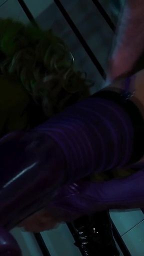 Katwoman Gets Her Pussy and Mouth Stuffed in Wild Prison Threesome