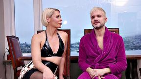 CFNM BDSM femdom latex MILF torments her poor useless sub