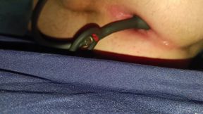 Inflatable anal butt plug training.