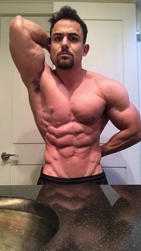 Jacked Bodybuilder Benji Bastian Flexing His Huge, Shredded, Muscles
